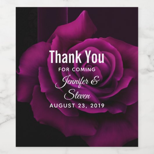 Gotische Hochzeit mit Lila Rote Rose Weinetikett (Einzelnes Label)