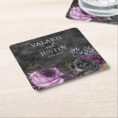 Gotische Hochzeit mit Lila und schwarzer Flora Rechteckiger Pappuntersetzer (angewinkelt)