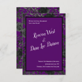 Gotische Hochzeit mit lila und schwarzer Rose spei Einladung