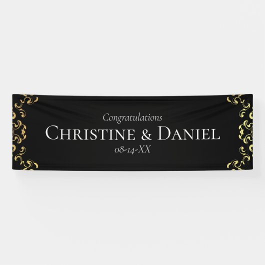 Gotische Hochzeit mit schwarzem Swirl Banner (Horizontal)