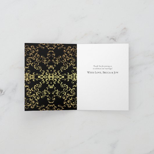 Gotische Hochzeit mit schwarzem Swirl Dankeskarte (Innenseite)