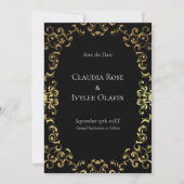 Gotische Hochzeit mit schwarzem Swirl Einladung (Vorderseite)