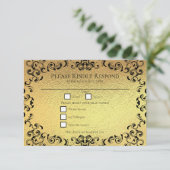 Gotische Hochzeit mit schwarzem Swirl Einladung (Stehend Vorderseite)