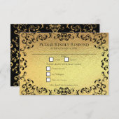 Gotische Hochzeit mit schwarzem Swirl Einladung (Vorne/Hinten)