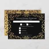 Gotische Hochzeit mit schwarzem Swirl Einladung (Vorne/Hinten)