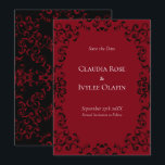 Gotische Hochzeit mit schwarzem Swirl Einladung<br><div class="desc">Unser schönes Rot & Schwarz Swirl Gothic Wedding Design ist dunkel,  aber schön mit unserem künstlerischen Scrolldesign. Sie sind in einer Sammlung von mehreren Gegenständen entworfen,  sodass Ihre gesamte Hochzeit mit dem gleichen Stil koordiniert werden kann!</div>