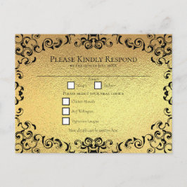 Gotische Hochzeit mit schwarzem Swirl Feiertagspostkarte