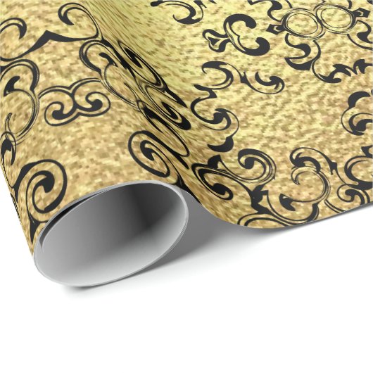 Gotische Hochzeit mit schwarzem Swirl Geschenkpapier (Rolleneckpunkt)