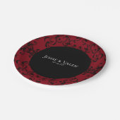 Gotische Hochzeit mit schwarzem Swirl Pappteller (Schrägansicht)