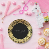 Gotische Hochzeit mit schwarzem Swirl Pappteller (Party)