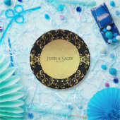 Gotische Hochzeit mit schwarzem Swirl Pappteller (Party)