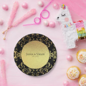 Gotische Hochzeit mit schwarzem Swirl Pappteller (Party)