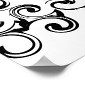 Gotische Hochzeit mit schwarzem Swirl Poster (Ecke)