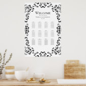 Gotische Hochzeit mit schwarzem Swirl Poster (Küche)