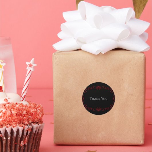 Gotische Hochzeit mit schwarzem Swirl Runder Aufkleber (Party)