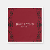 Gotische Hochzeit mit schwarzem Swirl Serviette (Vorderseite)