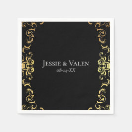 Gotische Hochzeit mit schwarzem Swirl Serviette