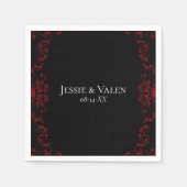 Gotische Hochzeit mit schwarzem Swirl Serviette (Vorderseite)