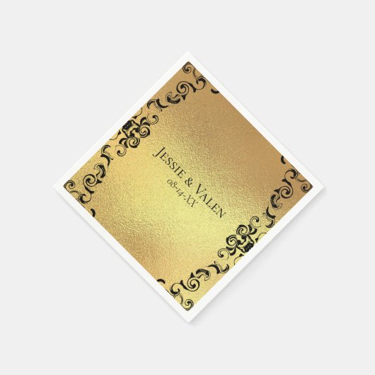 Gotische Hochzeit mit schwarzem Swirl Serviette (Ecke)