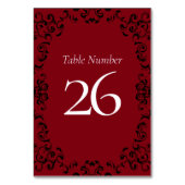 Gotische Hochzeit mit schwarzem Swirl Tischnummer (Vorderseite)