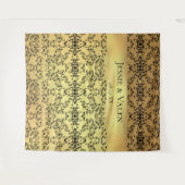 Gotische Hochzeit mit schwarzem Swirl Wandteppich (Vorderseite (Horizontal))