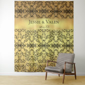 Gotische Hochzeit mit schwarzem Swirl Wandteppich (Beispiel)