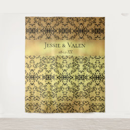 Gotische Hochzeit mit schwarzem Swirl Wandteppich