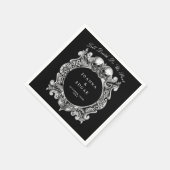 Gotische Hochzeit mit schwarzen und weißen Skullen Serviette (Ecke)