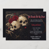 Gotische Hochzeit mit Skullen und Rose einladen Einladung (Vorne/Hinten)