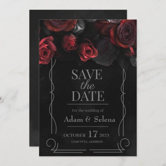 gotische Hochzeit Speichern Sie das Datum der Einl Einladung (Vorne/Hinten)