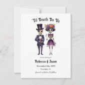 Gotische Hochzeit speichern Sie die Dattelskelette Ankündigung (Vorderseite)