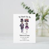 Gotische Hochzeit speichern Sie die Dattelskelette Ankündigung (Stehend Vorderseite)