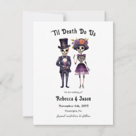 Gotische Hochzeit speichern Sie die Dattelskelette Ankündigung