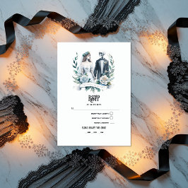 Gotische Hochzeit von "Bis zum Tod machen wir Teil RSVP Karte