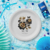 Gotische Hochzeit von Black Gold-Rose Pappteller (Party)