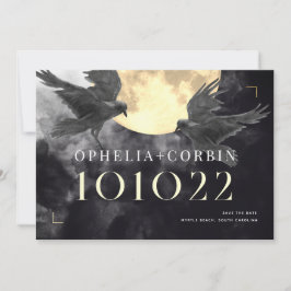 Gotische Hochzeit von Raven & Golden Moon Save The Date