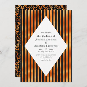 Gotische Hochzeit von Schwarz-Kupfer-Skulls Einladung