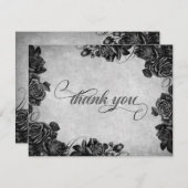 Gotische Hochzeit von Schwarzen Rose Dankeskarte (Vorne/Hinten)