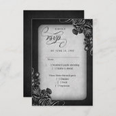 Gotische Hochzeit von Schwarzen Rose RSVP Karte (Vorne/Hinten)