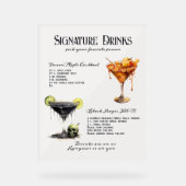 Gotische Hochzeit Whimsigoth Signature Drinks unte Acrylschild (Vorderseite)