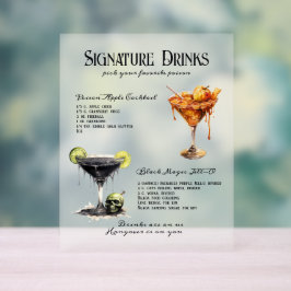 Gotische Hochzeit Whimsigoth Signature Drinks unte Acrylschild