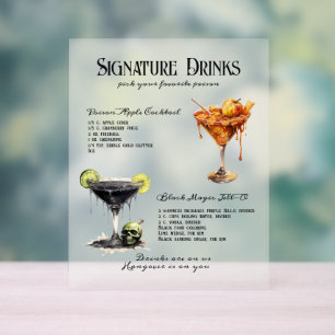 Gotische Hochzeit Whimsigoth Signature Drinks unte Acrylschild