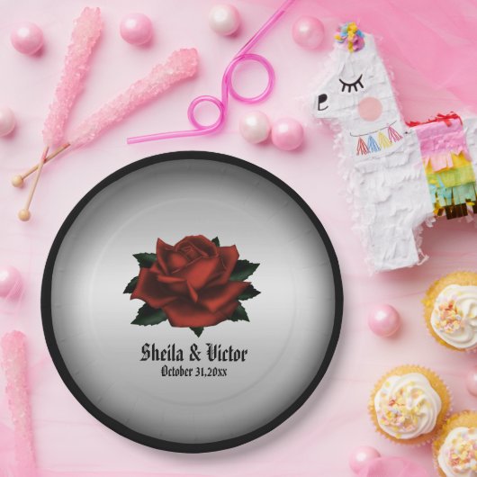 gotische Hochzeitnamen und Datumspapierplatte der  Pappteller (Party)