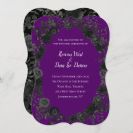 Gotische Hochzeitseinladungen in lila und schwarze Einladung