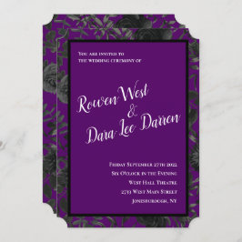 Gotische Hochzeitseinladungen in lila und schwarze Einladung