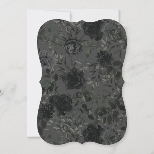 Gotische Hochzeitseinladungen in Weiß und Schwarz- Einladung (Rückseite)