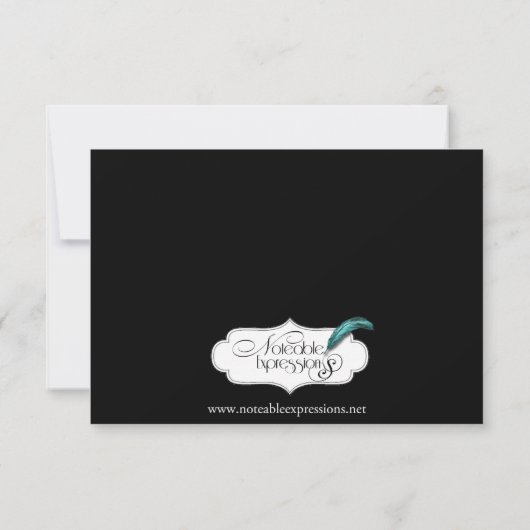 Gotische Hochzeitsempfehlung Rot und Schwarz Damas Einladung (Rückseite)