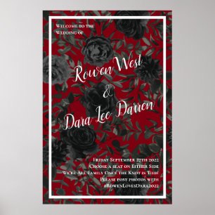 Gotische Hochzeitsfeier in Rot und Schwarz Rose Ze Poster