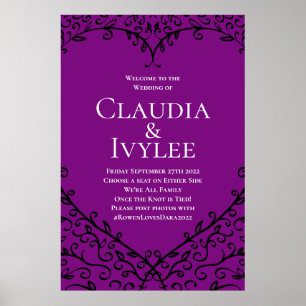 Gotische Hochzeitsfeier lila und schwarz Rose Unte Poster