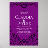 Gotische Hochzeitsfeier lila und schwarzes Herz - Poster (Vorne)